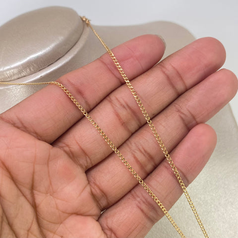 Set Cadena  Cubana + Dije Mapa Esmeralda Oro amarillo 18k 2,2 Gr / 1,6 mm / 50 Cm *