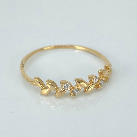 Anillo Espiga Circones Blancos Oro amarillo 18k / Talla 6 1/4 / 0,79 Gr