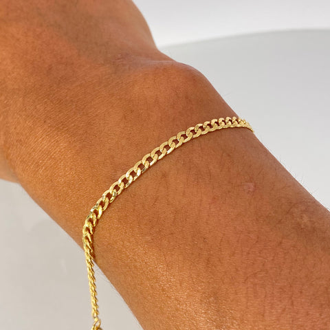 Pulso ● Cubano Oro amarillo 18k +1 / 2,42 Gr / 3,3 mm / 19,7 Cm *