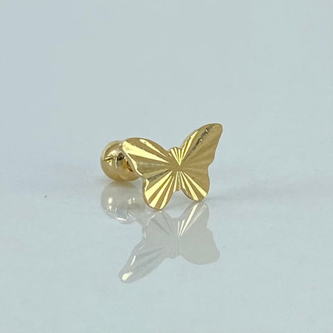 Piercing Mariposa Diamantada / Oro Amarillo 18k (Joya) / 9mm / 0,43gr / 1cm / (Oreja) †