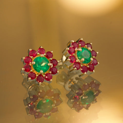 Topos Flor Rubies 73PTS / ESM 54PTS POR FABRICACION Oro amarillo 3,8 Gr *