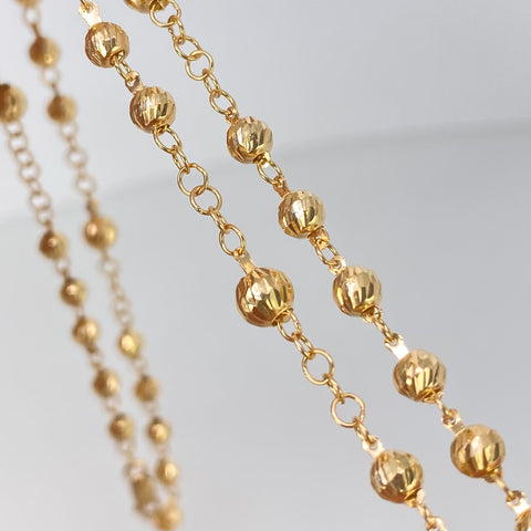 Rosario Virgen Milagrosa Bolas Diamantadas 5/4mm Oro amarillo 7,75 Gr / 50 Cm *