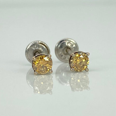 Topos Moissanita Amarilla / 68 Pts De Moissanita Oro Blanco 18k 0,85 Gr / 4 mm  *
