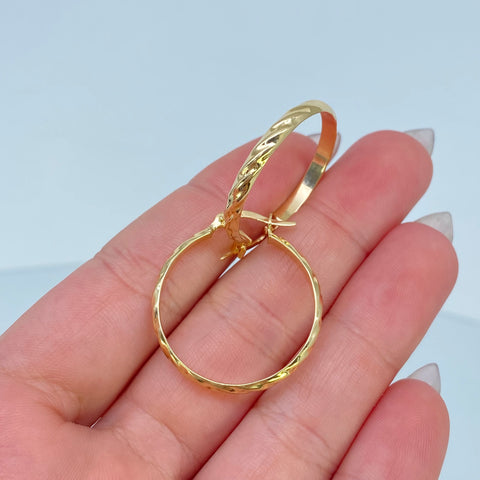 Candongas Semi Planas Entorchadas Oro amarillo 18k 1,49 Gr / 2,2 Cm