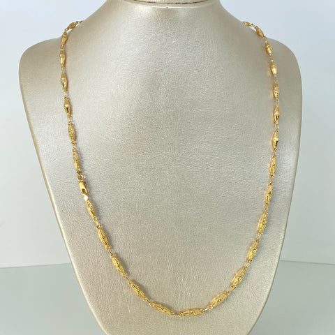 Cadena Rustica Eslabones Rombos Diamantados Oro amarillo 6,57 Gr / 4 mm / 60 Cm