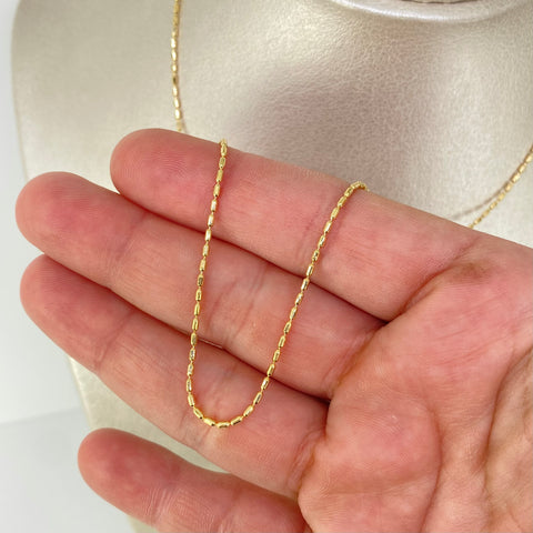 Cadena Mini Barril Oro amarillo 18k +3 / 3,46 Gr / 1,1 mm / 45 Cm †