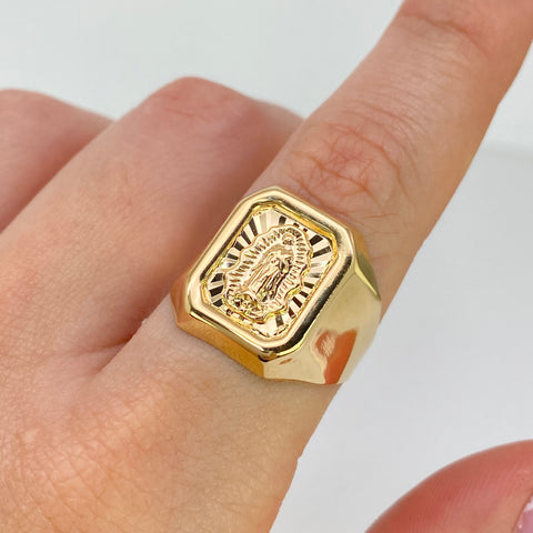 Anillo Contorno Virgen Guadalupe Oro amarillo 18k / Talla 9 1/2 / 3,66 Gr *