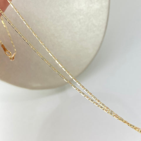 Cadena ● Escalera Plana Diamantada Tres oros 18k 1,5 Gr / 1,2 mm / 50 Cm †