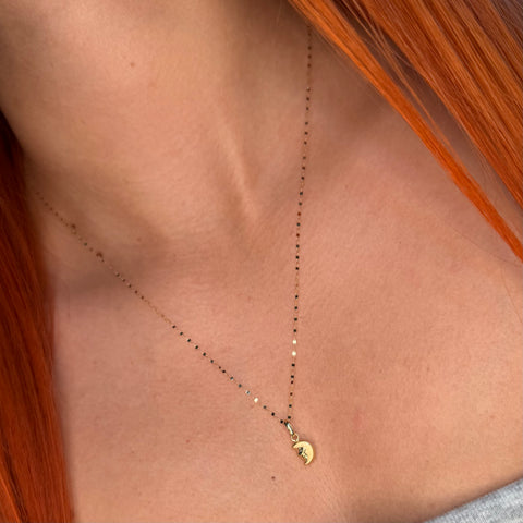 Set Cadena  Crispeta + Dije Luna Oro amarillo 18k 0,7 Gr / 1 mm / 50 Cm *