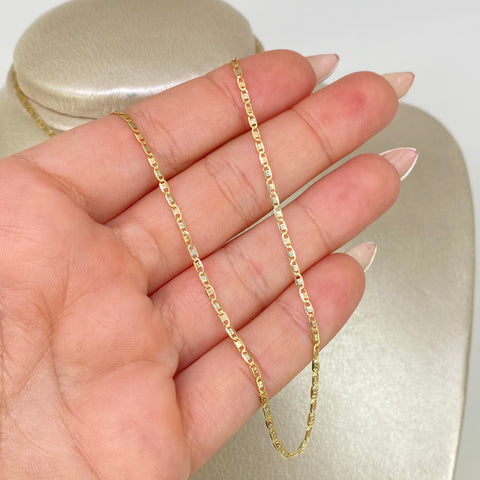 Cadena ● Escalera Plana Diamantada Tres oros 18k 1,82 Gr / 1,6 mm / 40 Cm