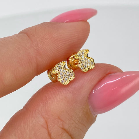 Topos Oso TS Circones Blancos Oro amarillo 18k 0,8 Gr / 5 mm