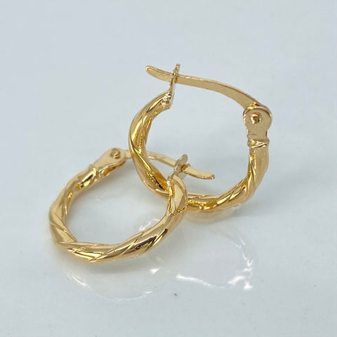 Candongas Entorchadas Linea Central Oro amarillo 18k 0,97 Gr / 1,5 Cm *