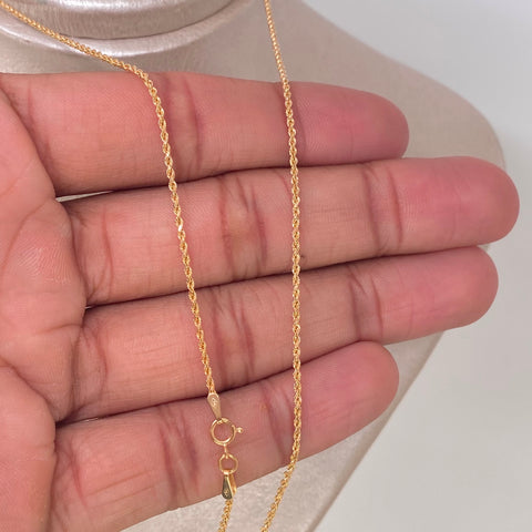 Cadena ● Set Lazo Contorno Virgen Guadalupe Oro amarillo 18k 1,80 Gr / 1 mm / 50 Cm *