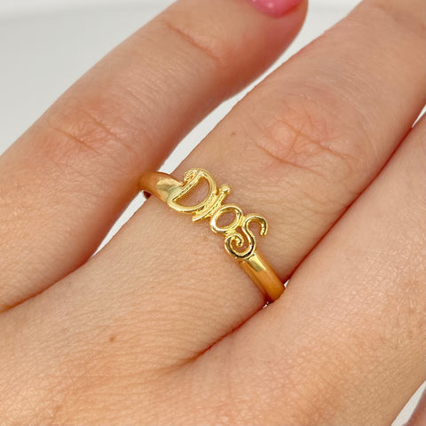 Anillo DIOS Oro amarillo 18k / Talla 7 3/4 / 0,85 Gr *