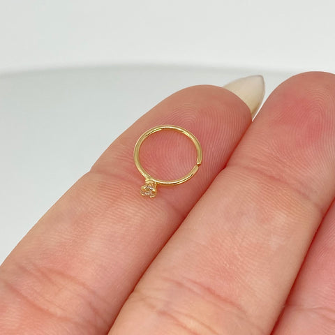 Piercing Circon Blanco 3mm / Oro Amarillo 18k (Joya) / 0,2gr / 1.1cm / (Nariz) *