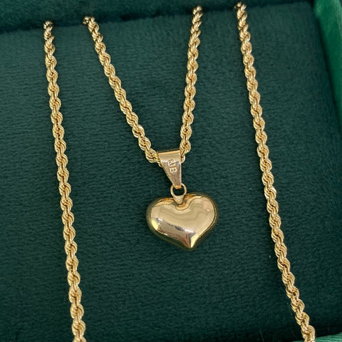 Set Cadena ● Lazo + Dije Corazon Oro amarillo 18k 3,72 Gr / 2,2 mm / 50 Cm *