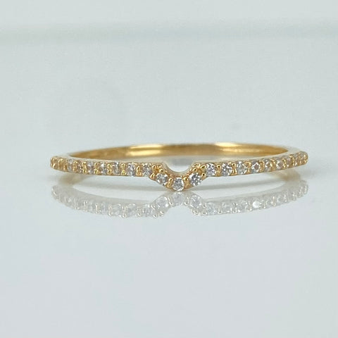 Anillo Churumbela Linea Curva Circones Blancos Oro amarillo 18k / Talla 7 1/4 / 0,95 Gr