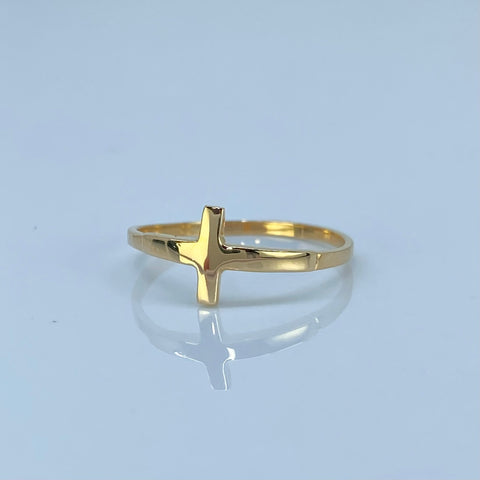 Anillo Cruz Oro amarillo 18k / Talla 8 / 1,3 Gr