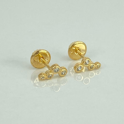 Topos Estela Circones Blancos Oro amarillo 18k 0,81 Gr / 4 mm  *