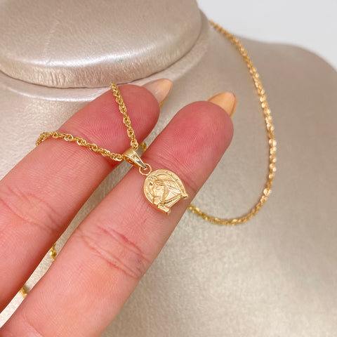 Set Cadena ● Lazo + Dije Herradura Caballo Oro amarillo 18k 1,9 Gr / 1,7 mm / 45 Cm *