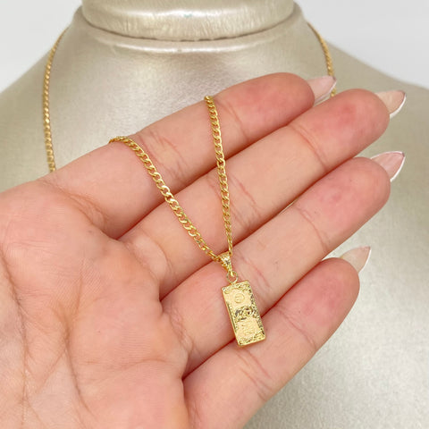 Set Cadena ● Cubana + Dije Dolar Oro amarillo 18k 2,2 Gr / 2 mm / 45 Cm *