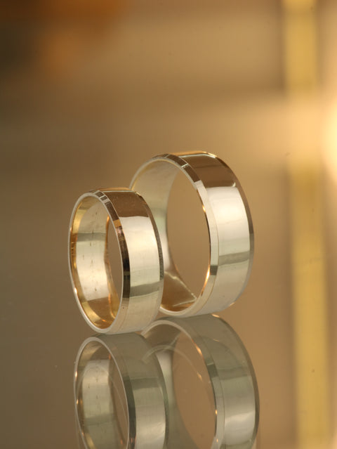 Anillo Argollas Lisas Con Bordes POR FABRICACION Oro amarillo 18k / Talla 7/10 / 12 Gr *