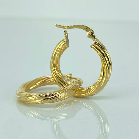 Candongas Entorchadas Lineales Oro amarillo 18k 2,25 Gr / 2,4 Cm