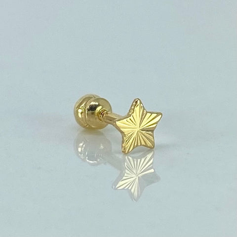 Piercing Estrella Diamantada / Oro Amarillo 18k (Joya) / 4mm / 0,3gr / 1.2cm / (Oreja) †