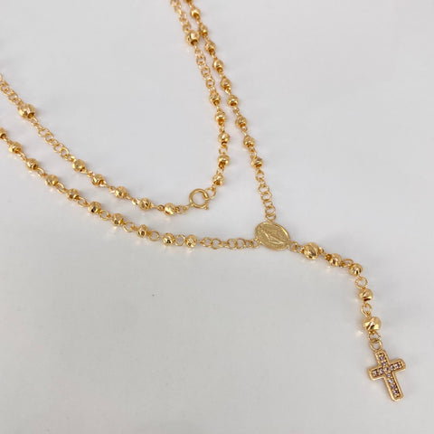 Rosario Virgen Milagrosa Bolas Diamantadas 4/3mm Oro amarillo 6,75 Gr / 48 Cm