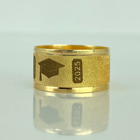 Anillo Argolla Diamantada PROM Birrete Oro amarillo 18k / Talla 7 1/2 / 2,7 Gr