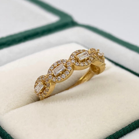 Anillo Circulo Circones Blancos Oro amarillo 18k / Talla 5 3/4 / 2,66 Gr *