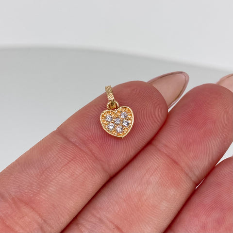 Dije Corazon Circones Blancos Oro amarillo 0,55 Gr / 1,4 Cm *