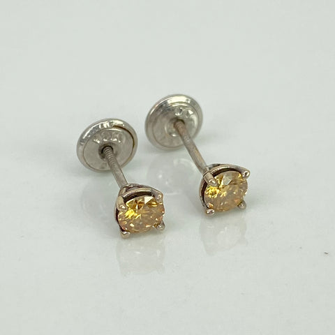 Topos Moissanita Amarilla / 68 Pts De Moissanita Oro Blanco 18k 0,85 Gr / 4 mm  *