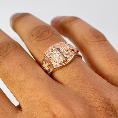 Anillo San Benito Circones Blancos Oro blanco y Oro rosa / Talla 9 1/4 / 5,9 Gr