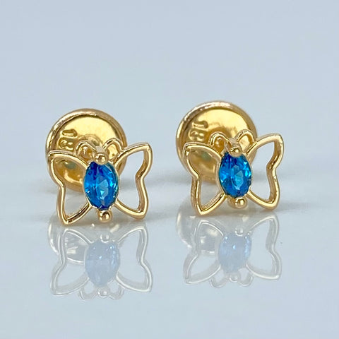 Topos Mariposa Circones Celestes Oro amarillo 18k 0,66 Gr / 6,5 mm *