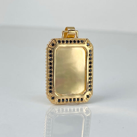 Dije Placa Rectangular Circones Negros Oro amarillo 18k 3,16 Gr / 3 Cm