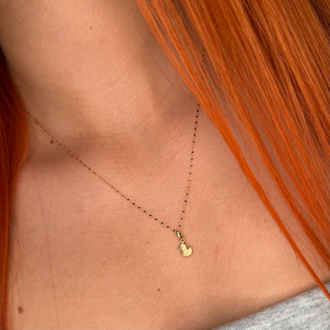 Set Cadena ● Crispeta + Dije Pato Oro amarillo 18k 0,7 Gr / 1 mm / 50 Cm *