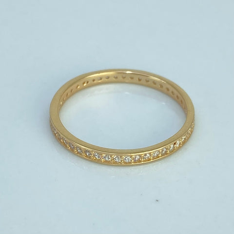 Anillo Churumbela Circones Blancos Oro amarillo 18k / Talla 5 1/4 / 1,35 Gr *