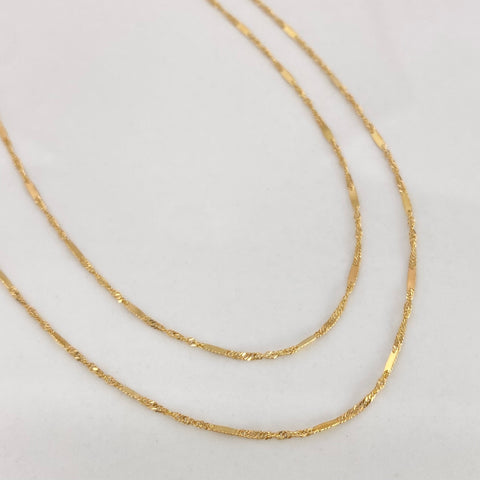 Cadena ● Singapur Plana Oro amarillo 18k +3 / 1,1 Gr / 1 mm / 45 Cm †