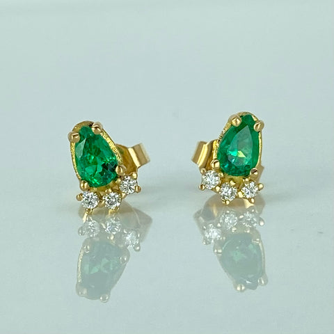 Topos Reina Lagrima Esmeraldas 40pts Diamantes 3pts Oro amarillo 18k 1,18 Gr *