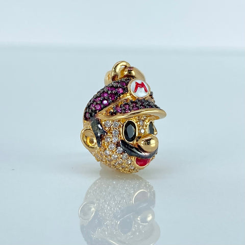 Dije Caricatura Circones Blancos Fucsias Oro amarillo 18k 4,82 Gr / 2,4 Cm  *
