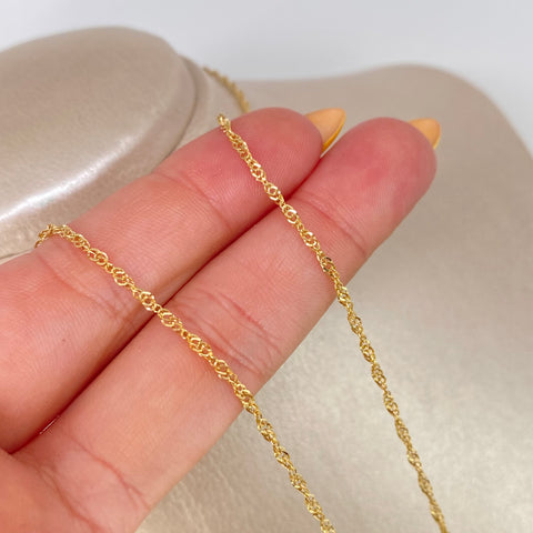Cadena ● Singapur Oro amarillo 18k +3 / 1,05 Gr / 1,5 mm / 50 Cm *