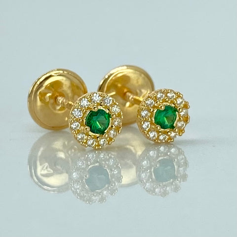 Topos Circulo Circones Blancos Verdes Oro amarillo 18k 0,6 Gr / 5 mm †