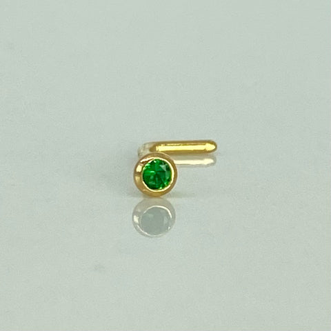 Piercing Circon Verde / Oro Amarillo 18k (Joya) / 0,10gr / 2,3mm / (Nariz)
