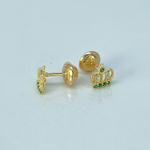 Topos Corona Circones Blancos Verdes Oro amarillo 0,78 Gr / 6 mm *