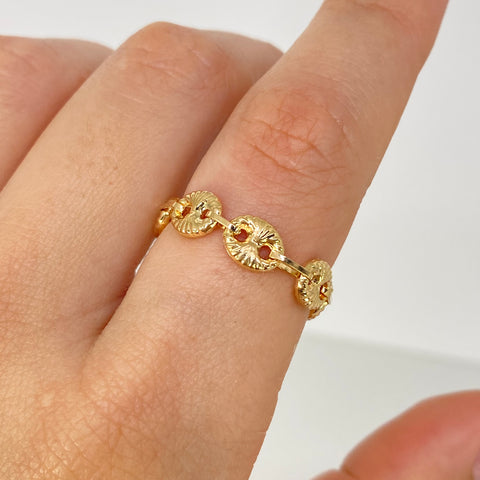 Anillo GC Diamantado 7 Eslabones Oro amarillo 18k / Talla 6 3/4 / 1,27 Gr / 5,5 mm *