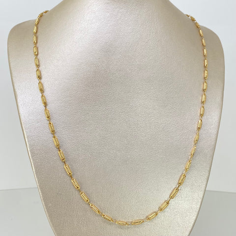 Cadena Rustico Eslabones Diamantados Oro amarillo 18k 7,30 Gr / 3,3 mm / 60 Cm