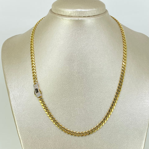 Cadena ● Cubana Circones Blancos Oro amarillo y Oro blanco 18k 13,71 Gr / 5 mm / 45 Cm *