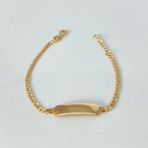 Pulso bebé ● Placa Rectangular Cubano Oro amarillo 18k +1 / 2,15 Gr / 2,5 mm / 15,5 Cm