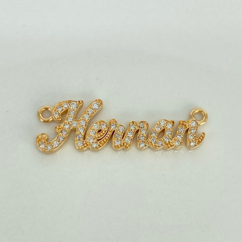 Dije Herraje Nombre Personalizado Diamantes Blancos POR FABRICACION Oro amarillo 18k 6,67 Gr *